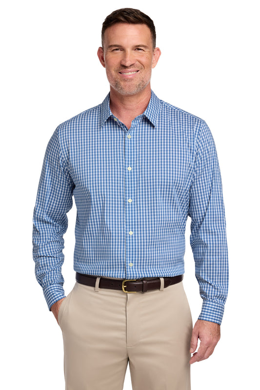 Brooks Brothers Tech Stretch Patterned Shirt BB18006 - Charter Blue Check