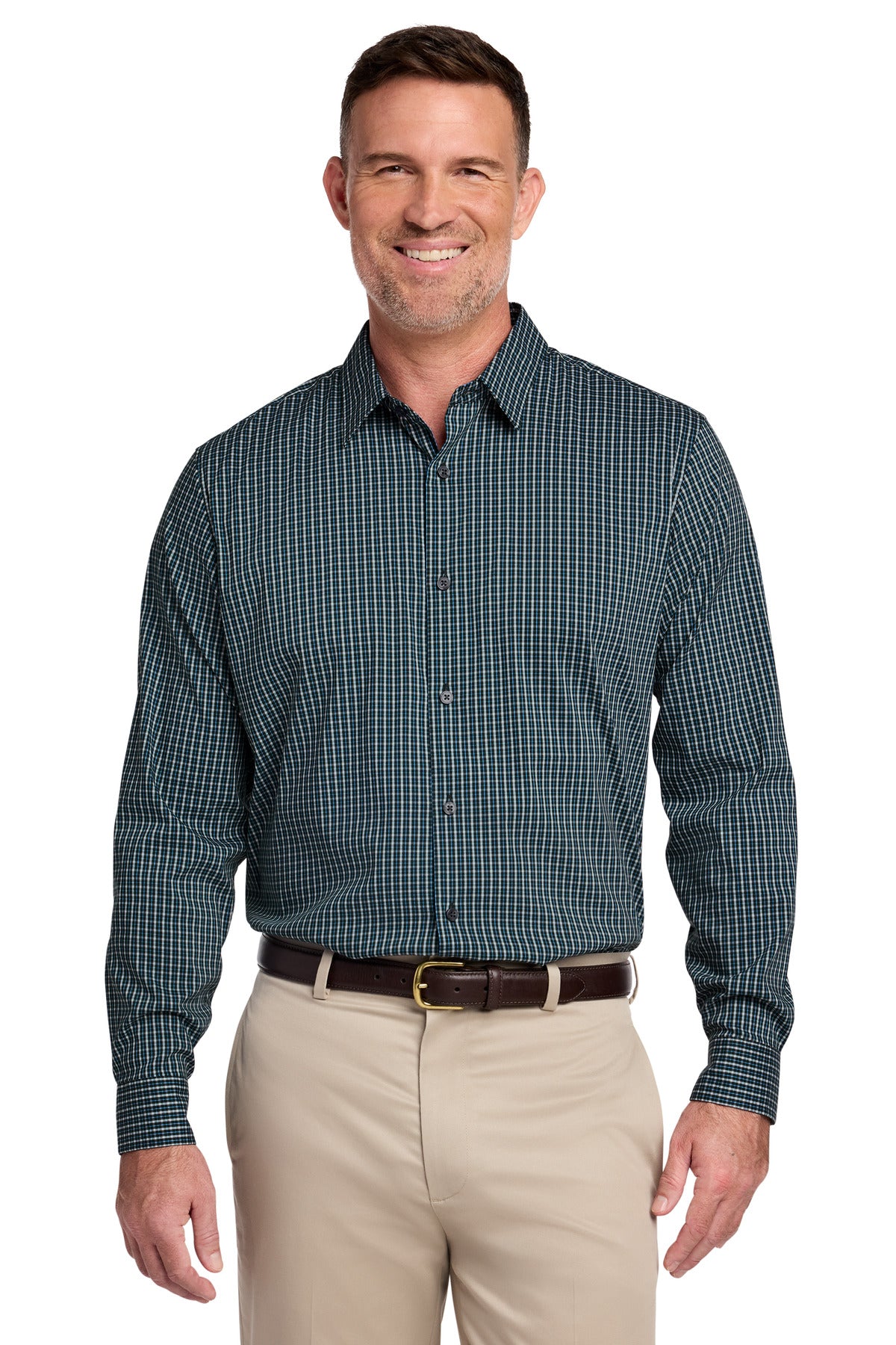 Brooks Brothers Tech Stretch Patterned Shirt BB18006 - Dark Pine Multi Check