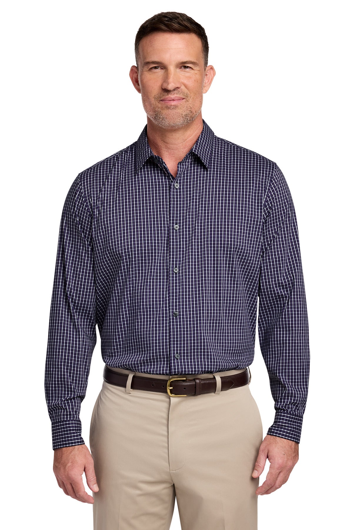 Brooks Brothers Tech Stretch Patterned Shirt BB18006 - Navy Blazer Multi Check