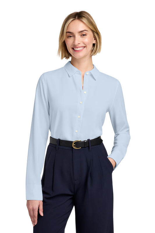 Brooks Brothers Women's Full-Button Satin Blouse BB18007 - Heritage Blue