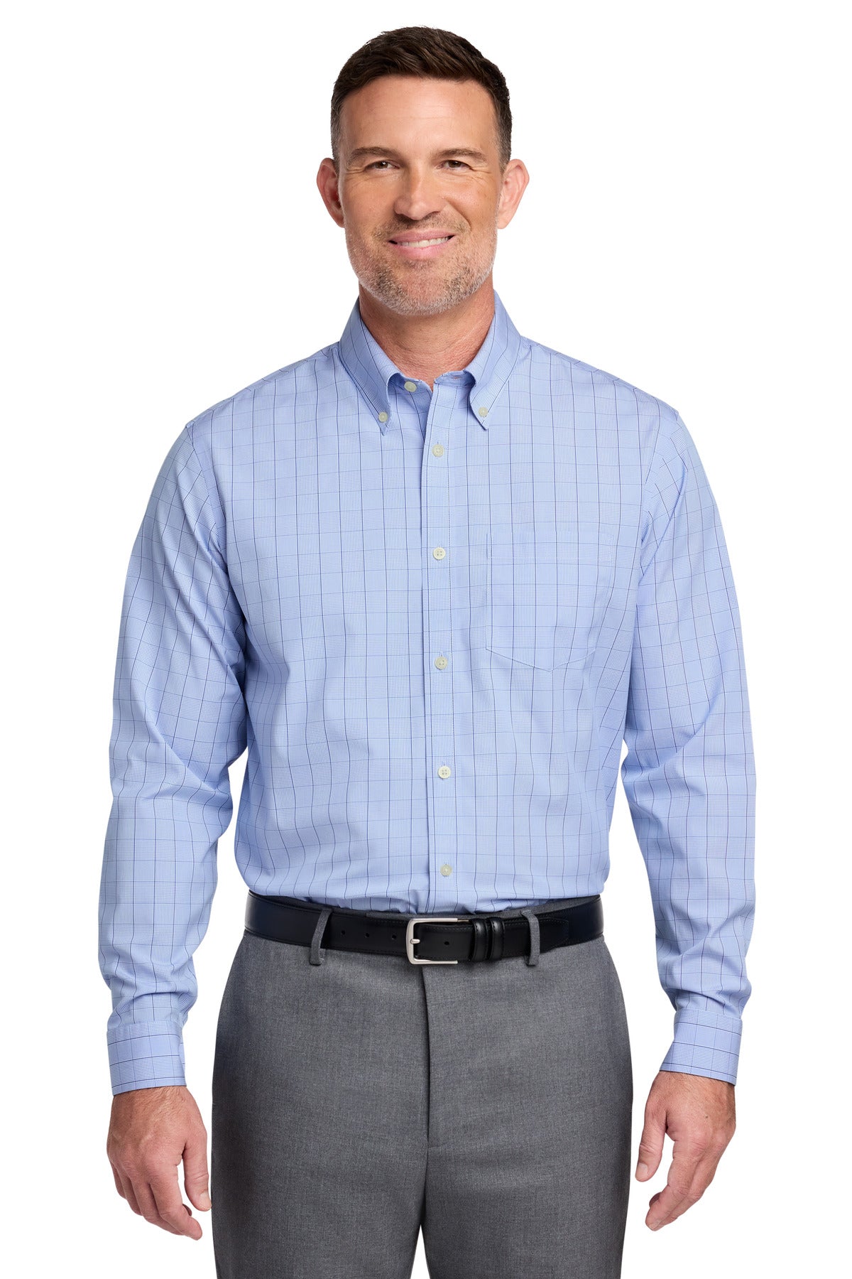 Brooks Brothers Wrinkle-Free Stretch Patterned Shirt BB18008 - Newport Blue
