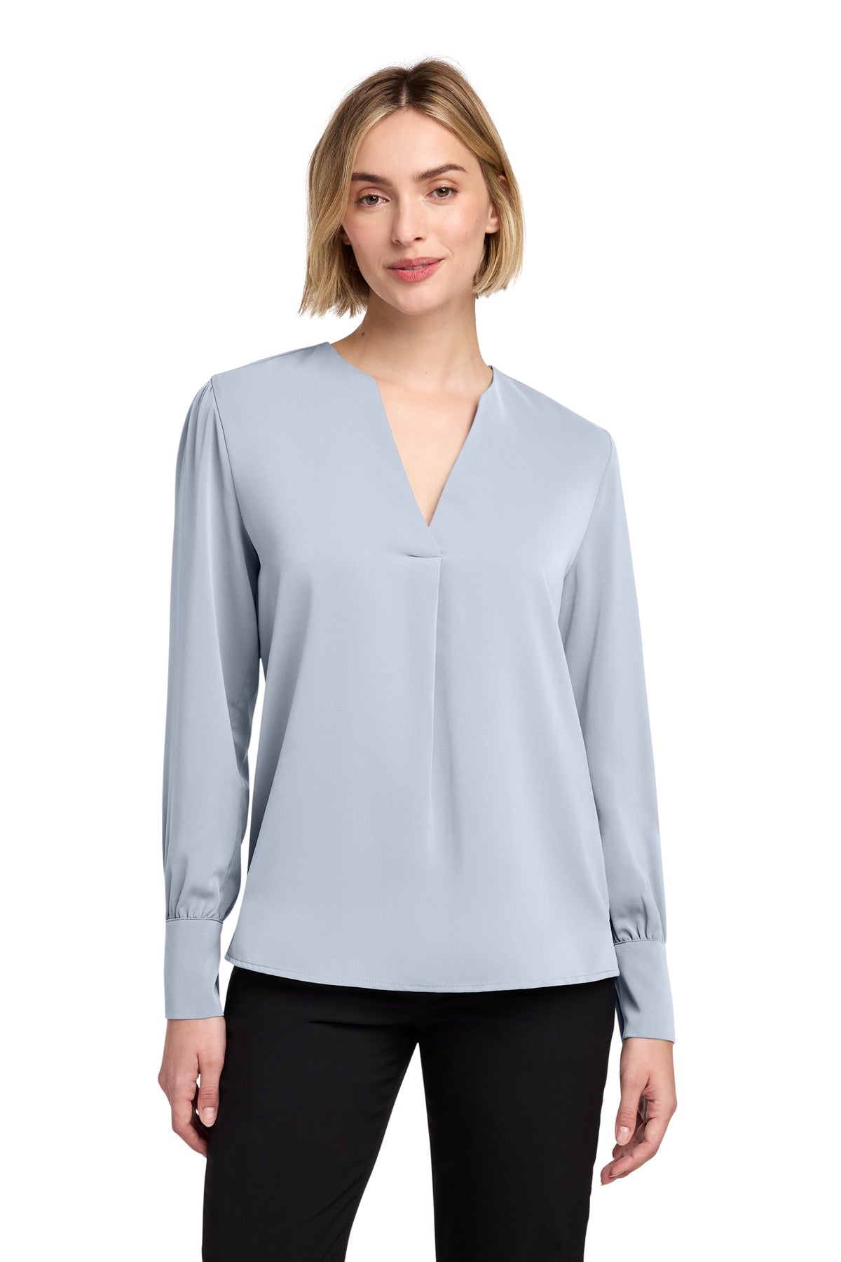 Brooks Brothers Women's Open-Neck Satin Blouse BB18009 - Heritage Blue