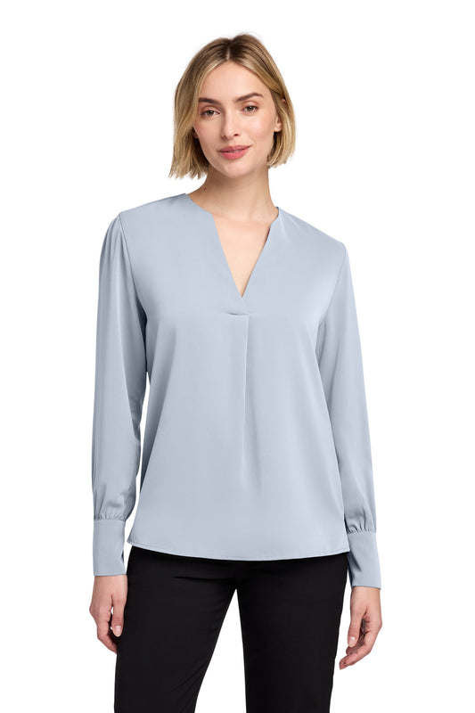 Brooks Brothers Women's Open-Neck Satin Blouse BB18009 - Heritage Blue