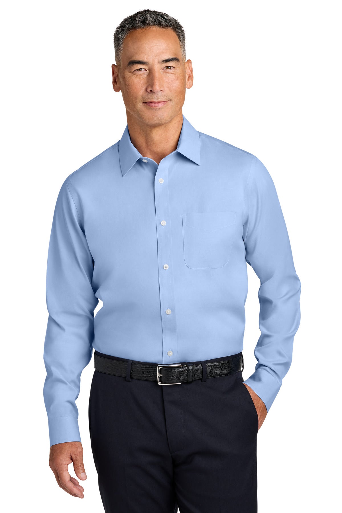 Brooks Brothers Wrinkle-Free Stretch Pinpoint Spread Collar Shirt BB18012 - Newport Blue