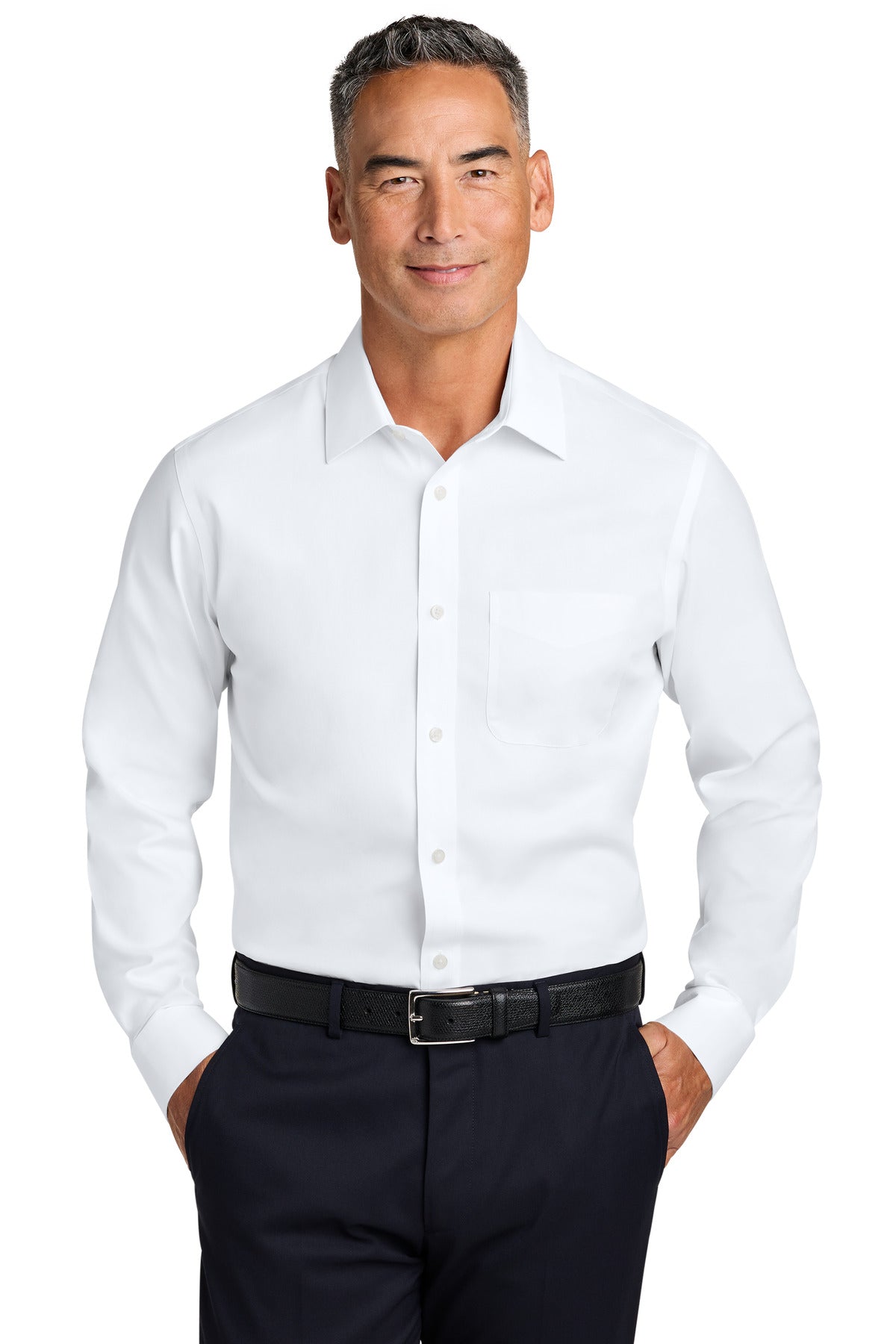 Brooks Brothers Wrinkle-Free Stretch Pinpoint Spread Collar Shirt BB18012 - White