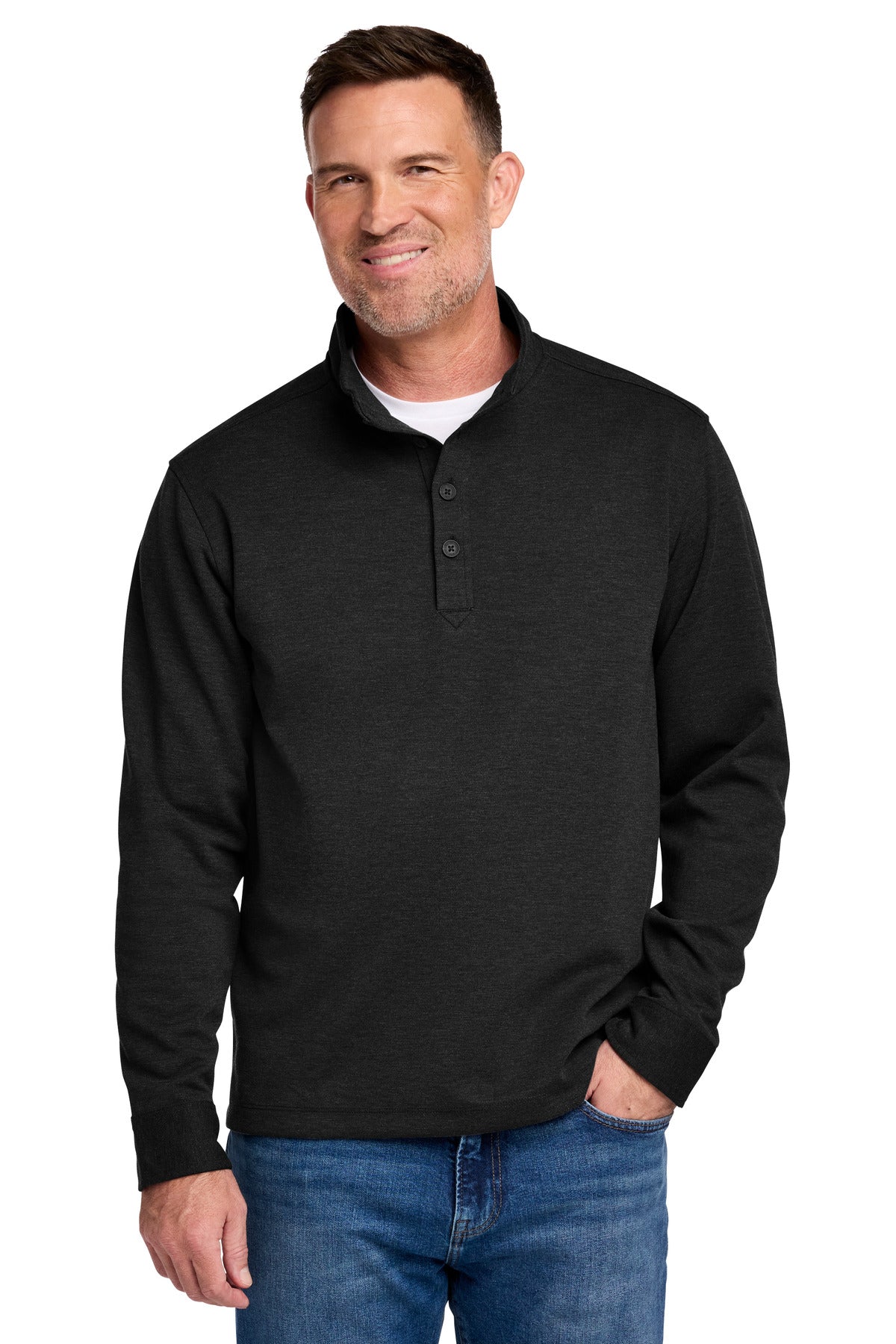 Brooks Brothers Mid-Layer Stretch 1/2-Button BB18202 - Black Heather
