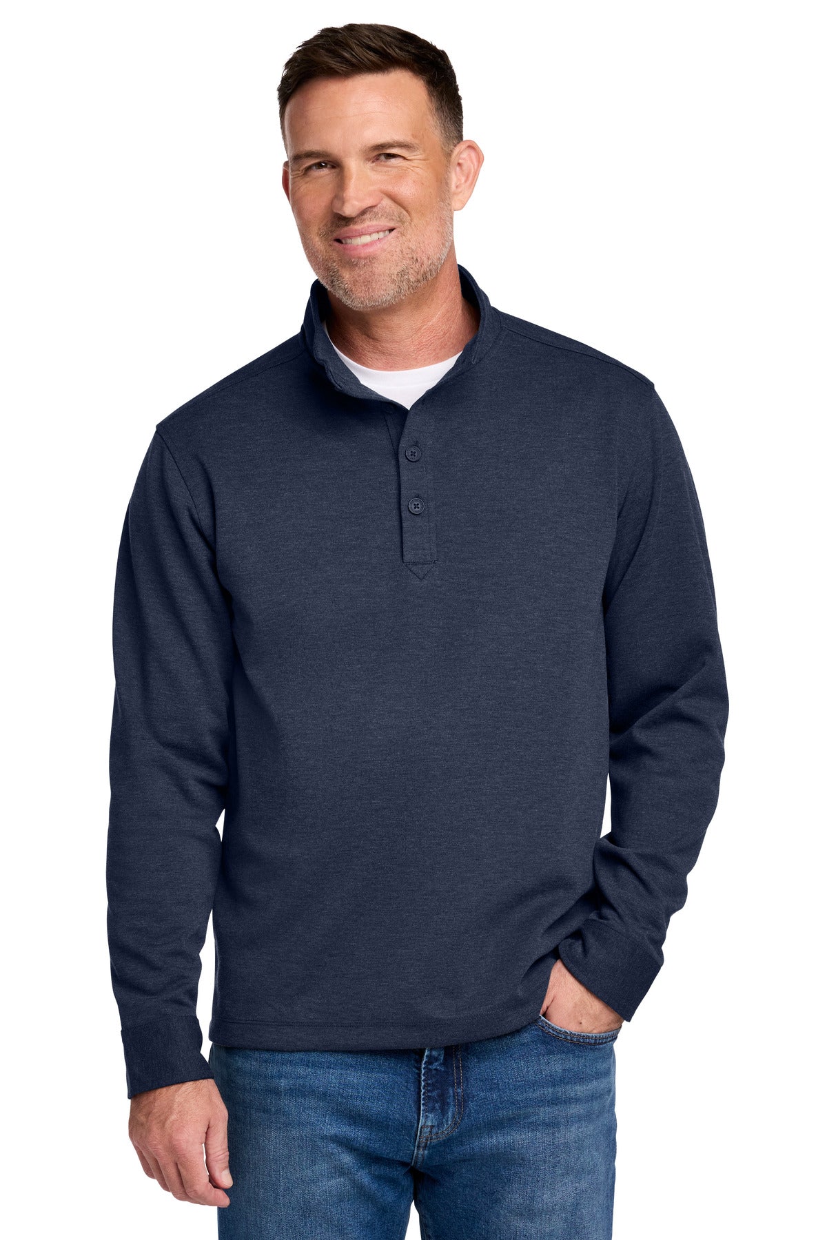 Brooks Brothers Mid-Layer Stretch 1/2-Button BB18202 - Navy Blazer Heather