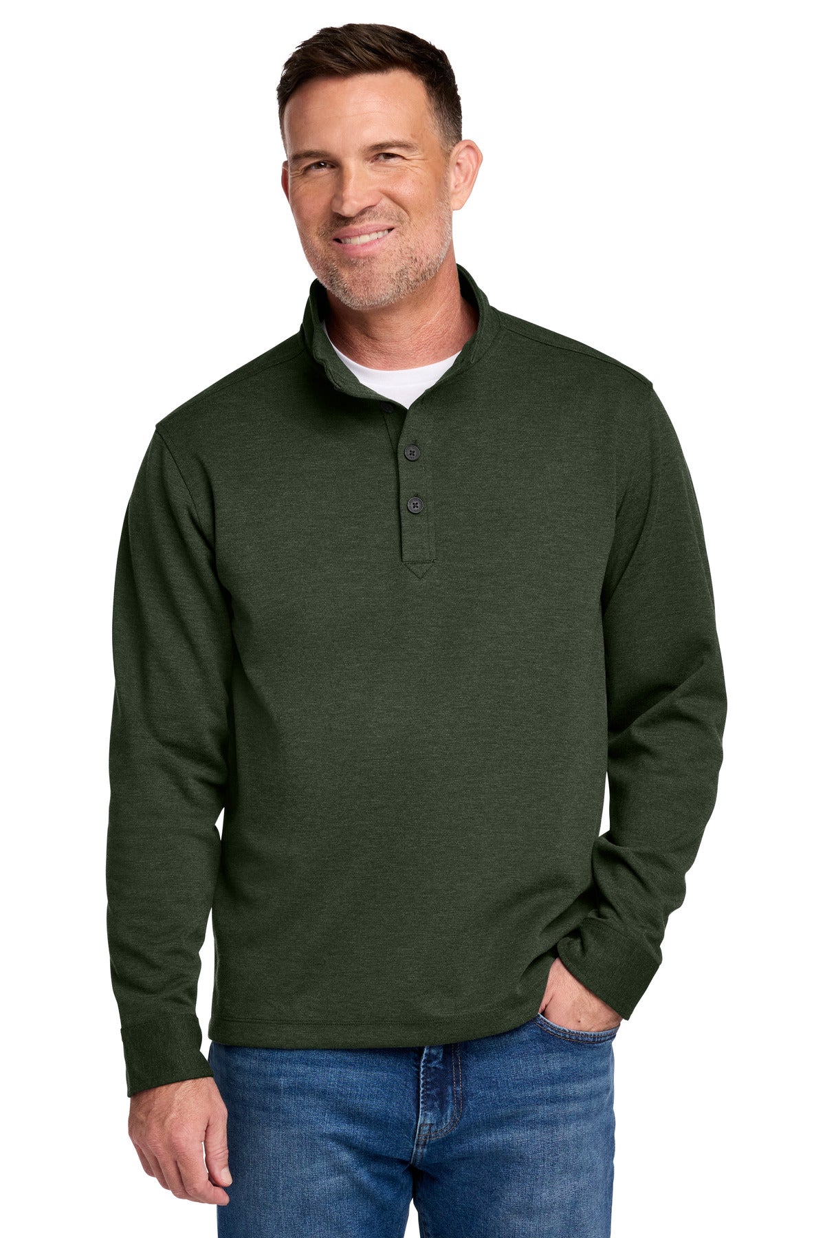 Brooks Brothers Mid-Layer Stretch 1/2-Button BB18202 - Pine Heather