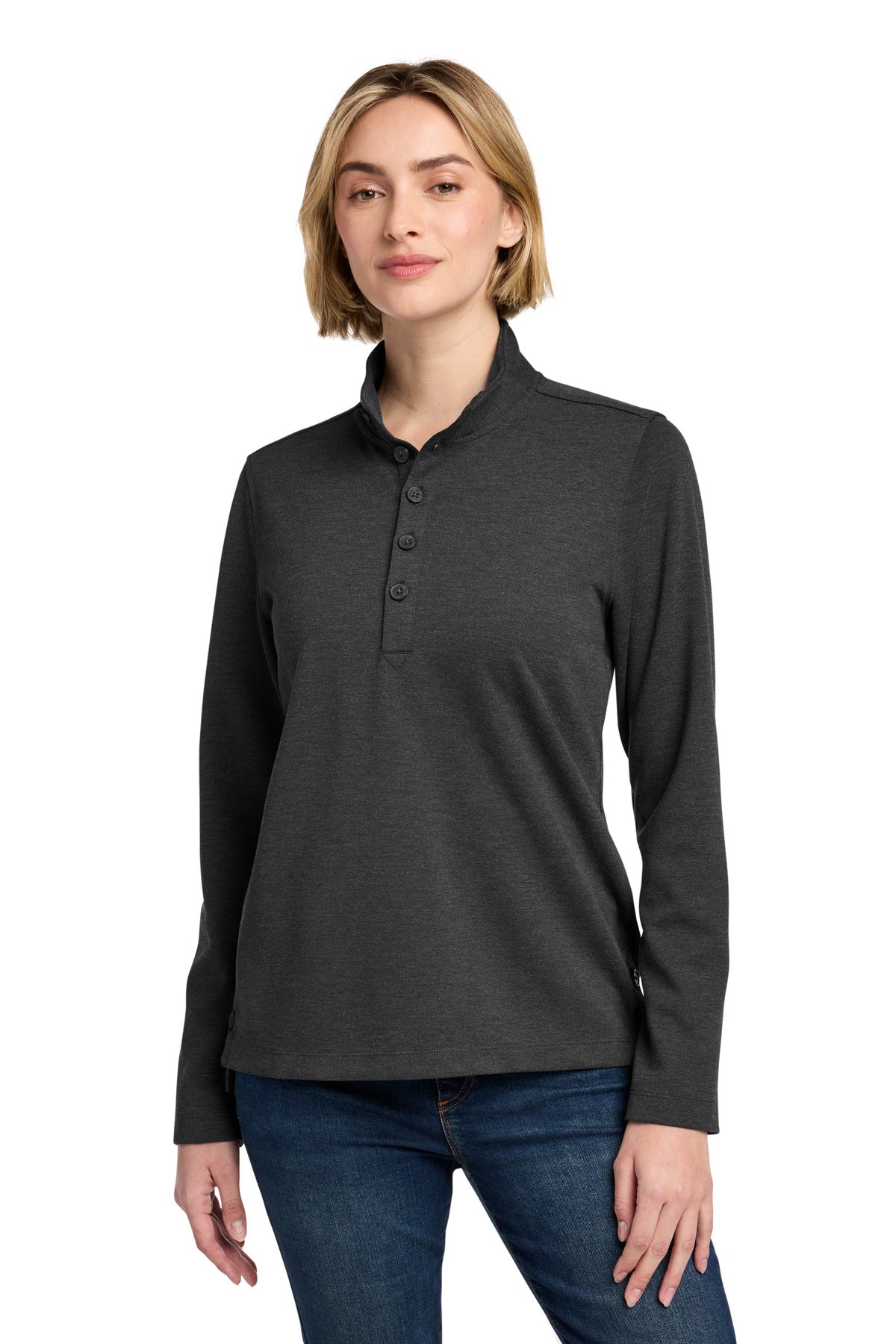 Brooks Brothers Women's Mid-Layer Stretch 1/2-Button BB18203 - Windsor Grey Heather
