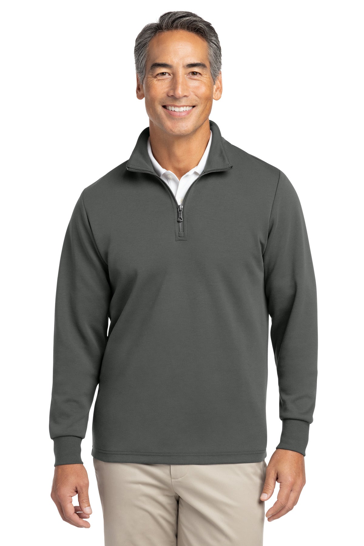Brooks Brothers Double-Knit 1/4-Zip BB18206 - Windsor Grey