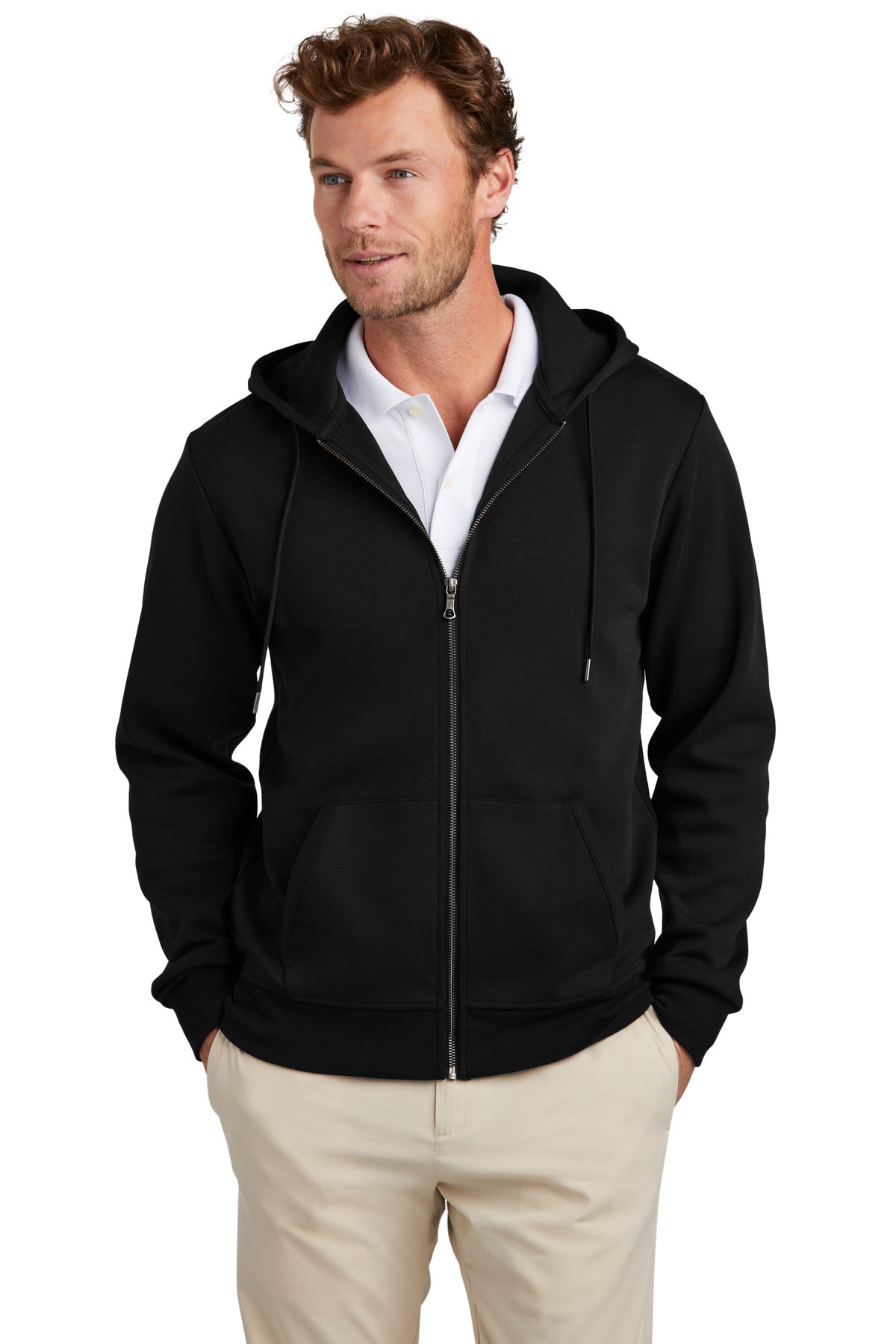 Brooks Brothers Double-Knit Full-Zip Hoodie BB18208 - Deep Black
