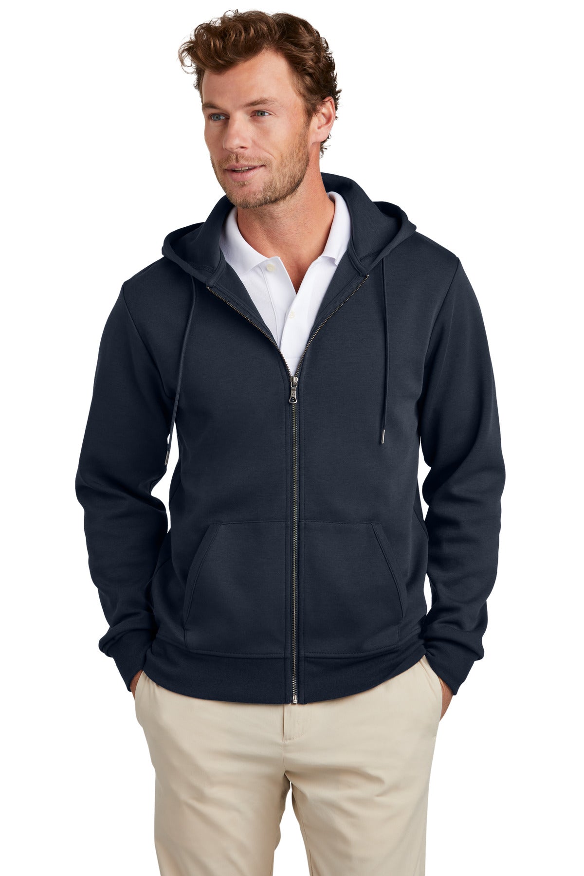 Brooks Brothers Double-Knit Full-Zip Hoodie BB18208 - Night Navy