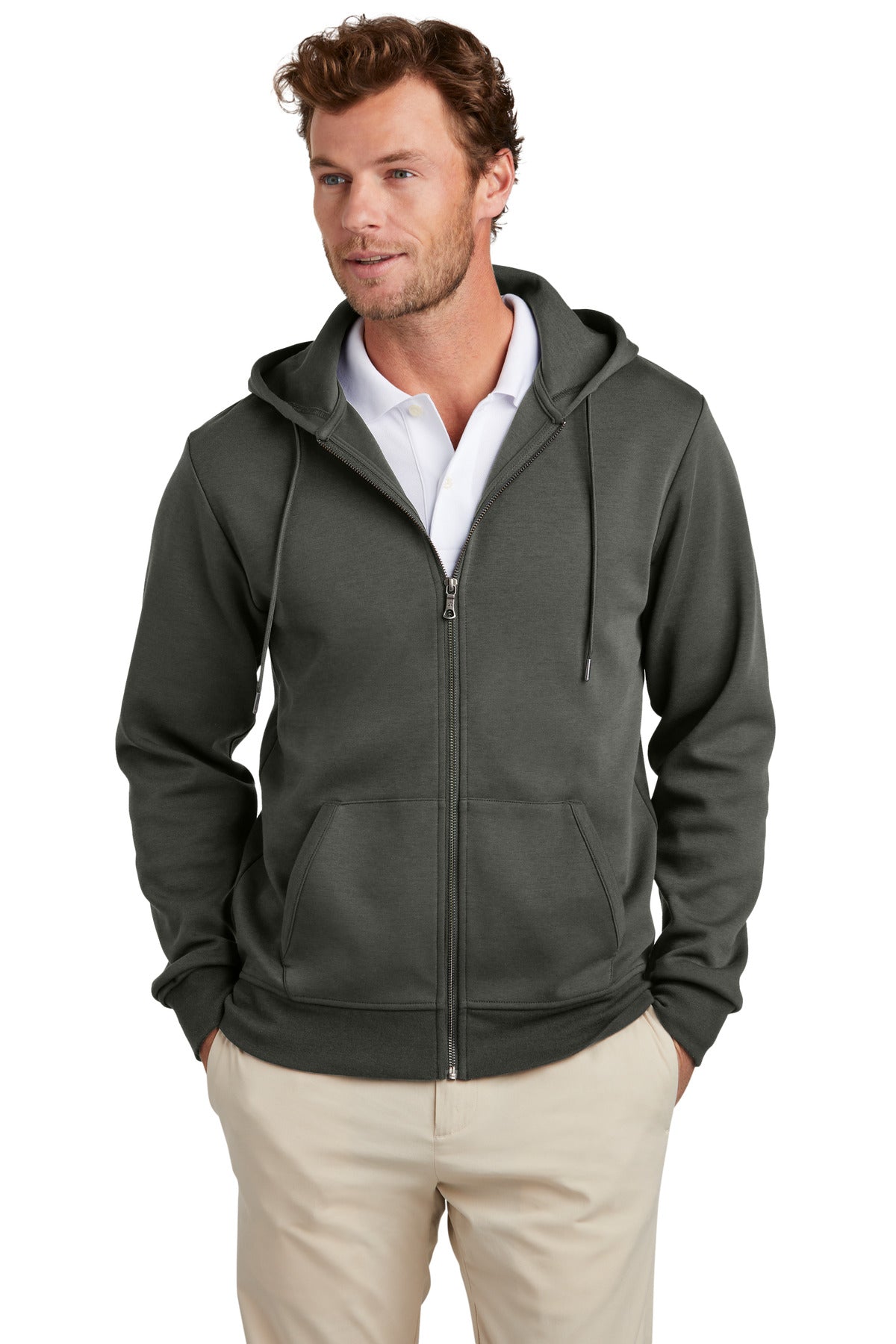 Brooks Brothers Double-Knit Full-Zip Hoodie BB18208 - Windsor Grey