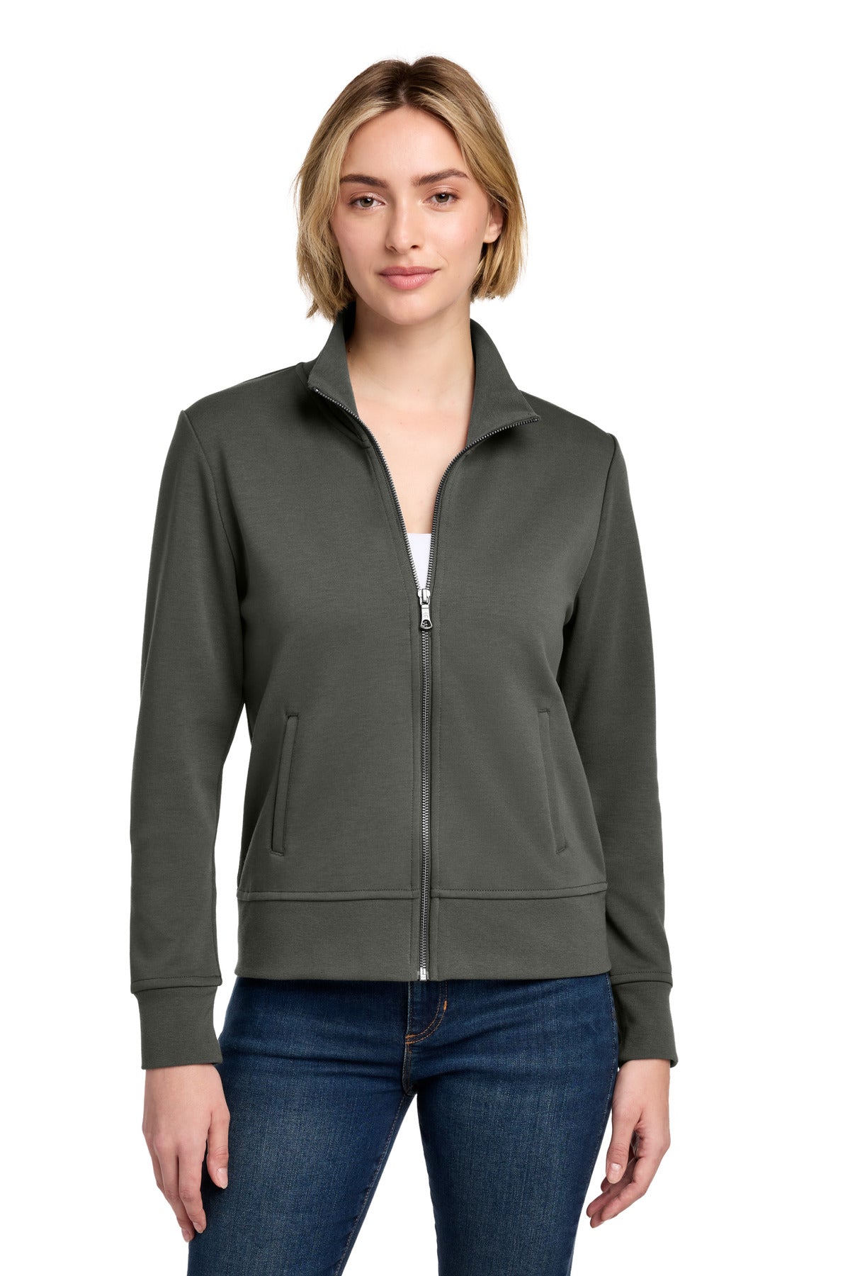 Brooks Brothers Women's Double-Knit Full-Zip BB18211 - Windsor Grey