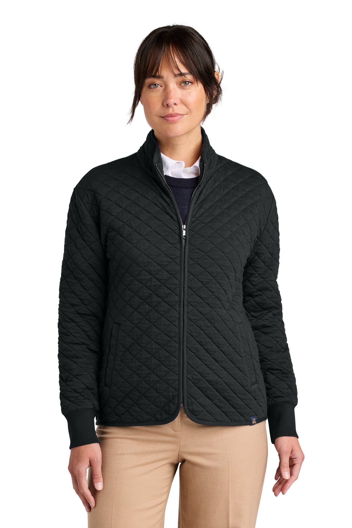 Brooks Brothers Women's Diamond Quilt Full-Zip BB18213 - Deep Black