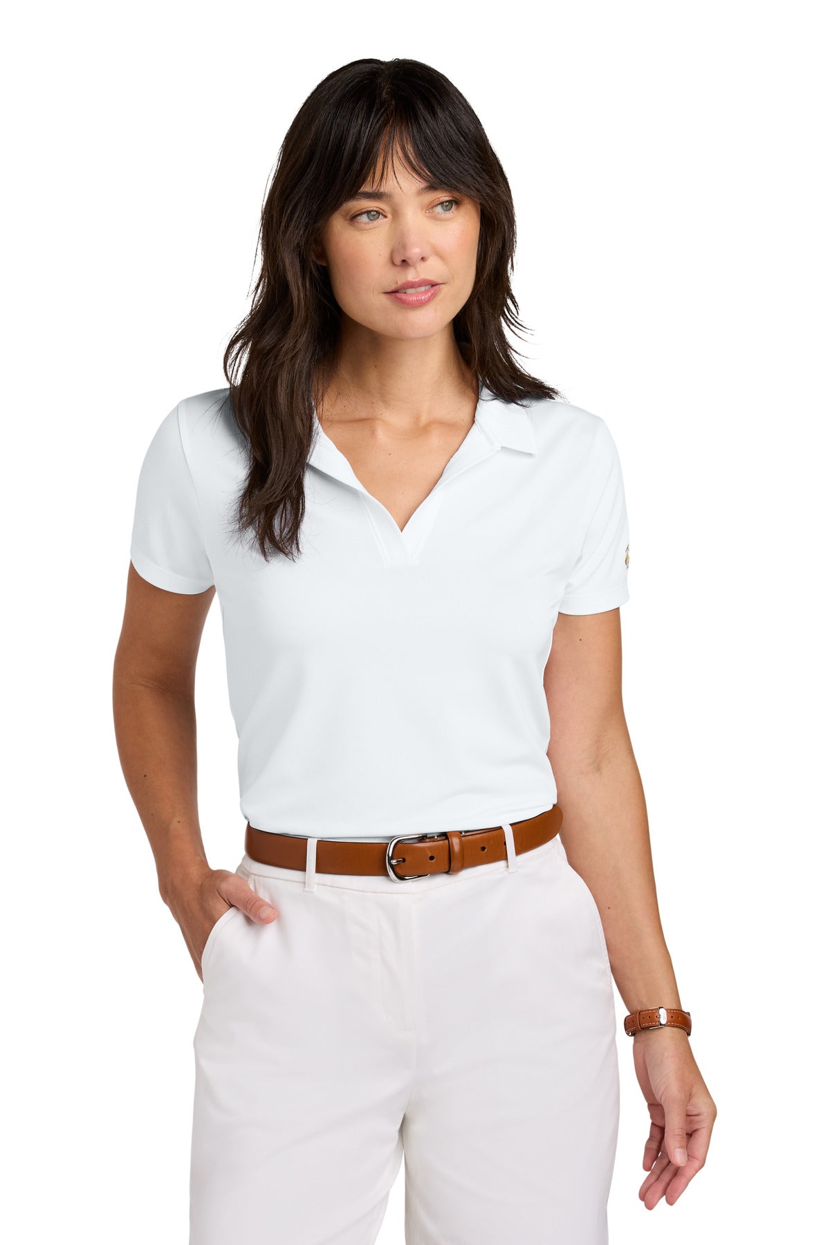 Brooks Brothers Women's Mesh Pique Performance Polo BB18221 - White