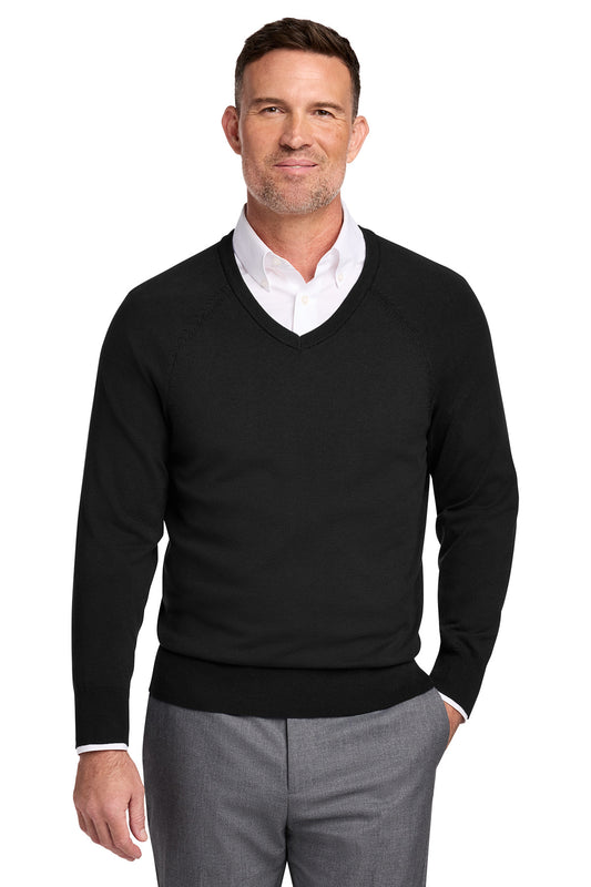 Brooks Brothers Cotton Stretch V-Neck Sweater BB18400 - Deep Black