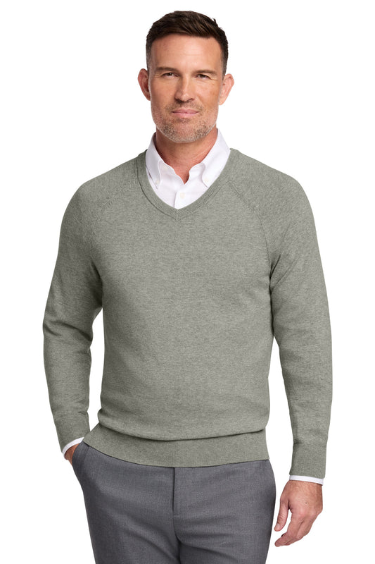 Brooks Brothers Cotton Stretch V-Neck Sweater BB18400 - Light Shadow Grey Heather