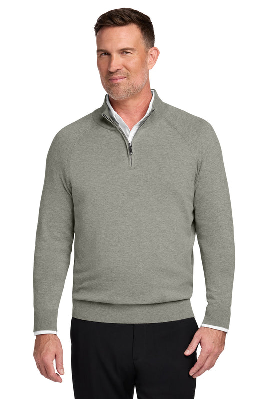 Brooks Brothers Cotton Stretch 1/4-Zip Sweater BB18402 - Light Shadow Grey Heather