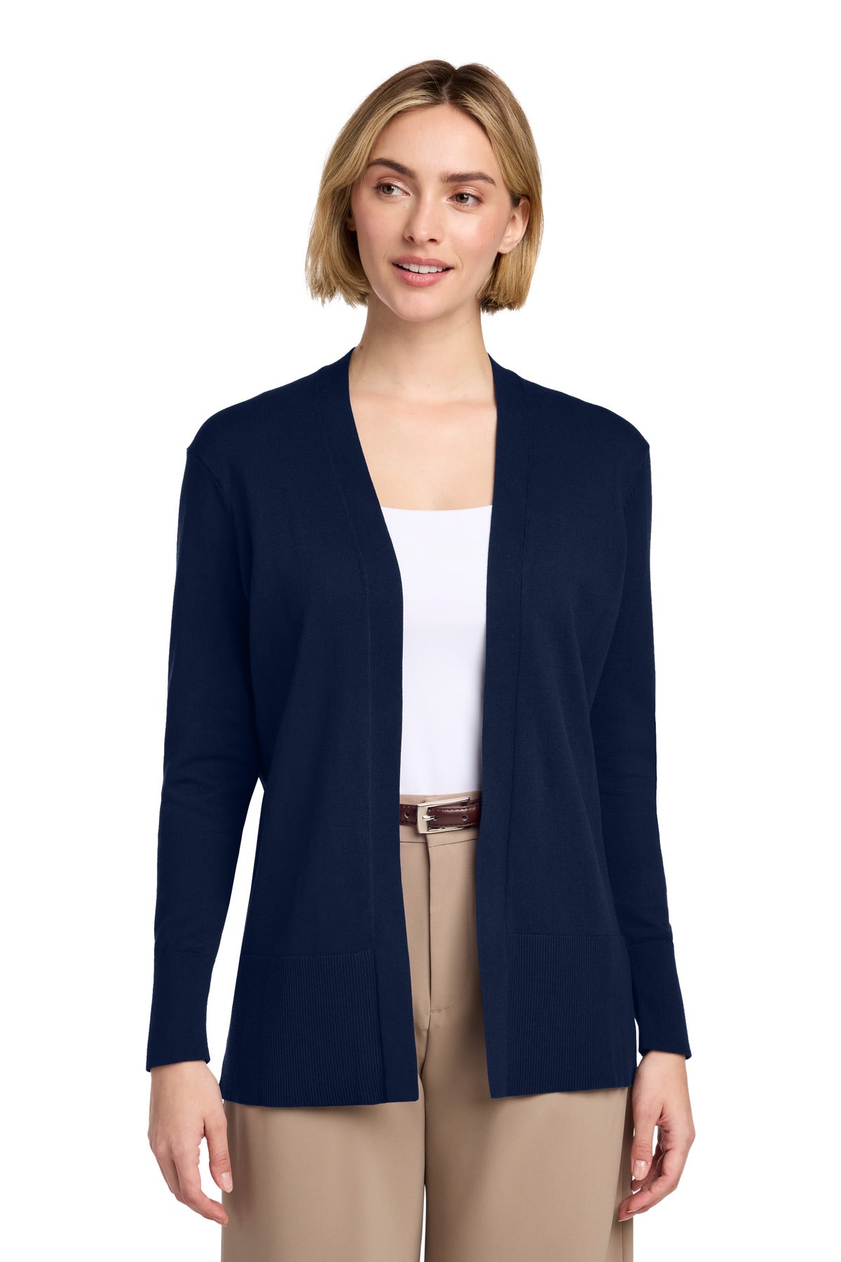 Brooks Brothers Women's Cotton Stretch Long Cardigan Sweater BB18403 - Navy Blazer