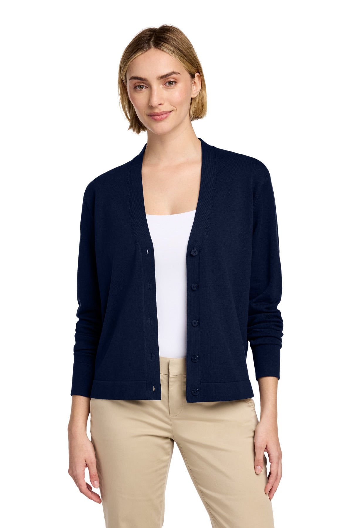 Brooks Brothers Women's Cotton Stretch Cardigan Sweater BB18405 - Navy Blazer