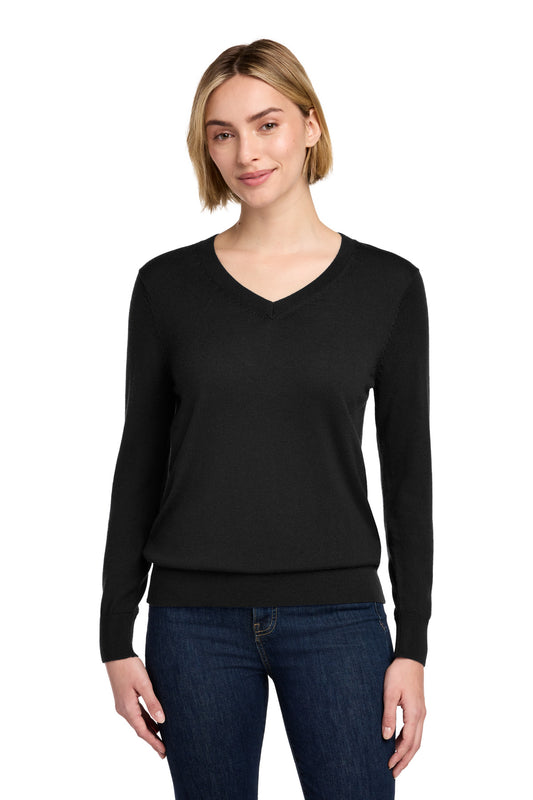 Brooks Brothers Women's Washable Merino V-Neck Sweater BB18411 - Deep Black