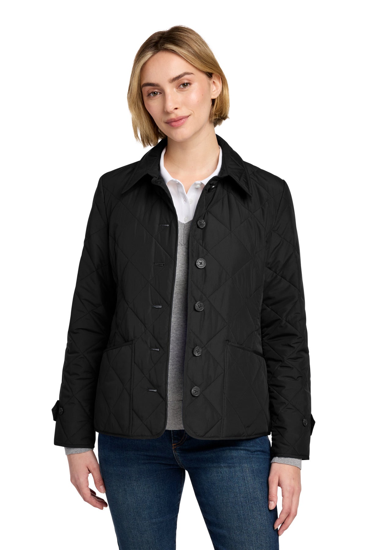 Brooks Brothers Women's Quilted Jacket BB18601 - Deep Black
