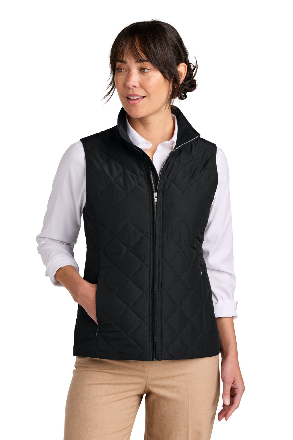 Brooks Brothers Women's Quilted Vest BB18603 - Deep Black