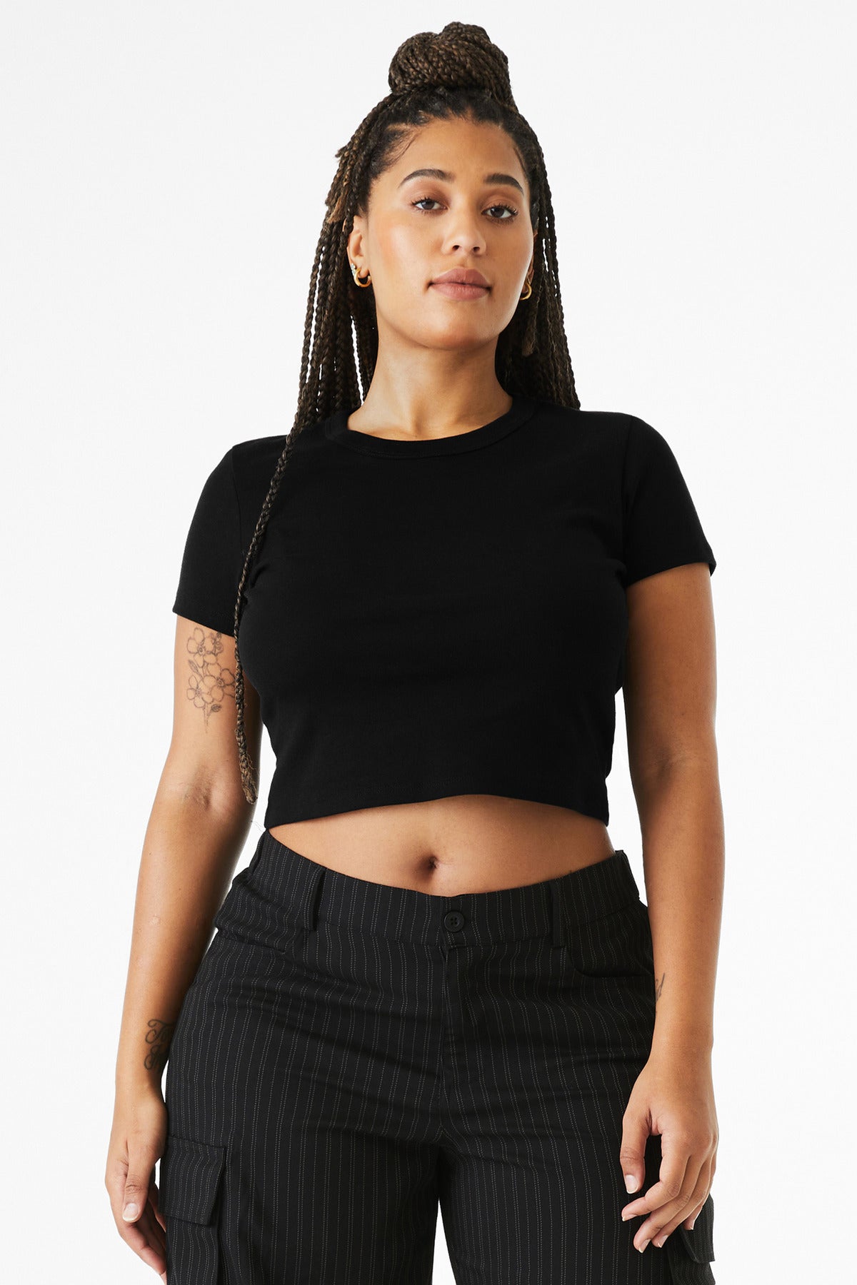 BELLA+CANVAS Women's Micro Rib Baby Tee BC1010 - Solid Black Blend