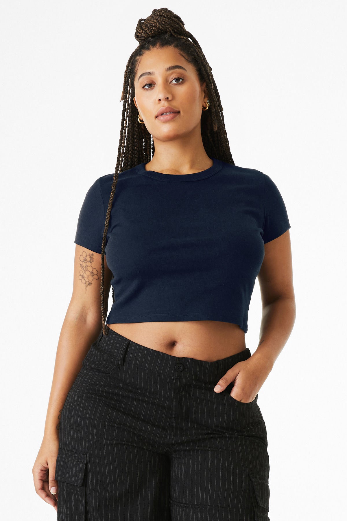 BELLA+CANVAS Women's Micro Rib Baby Tee BC1010 - Solid Navy Blend