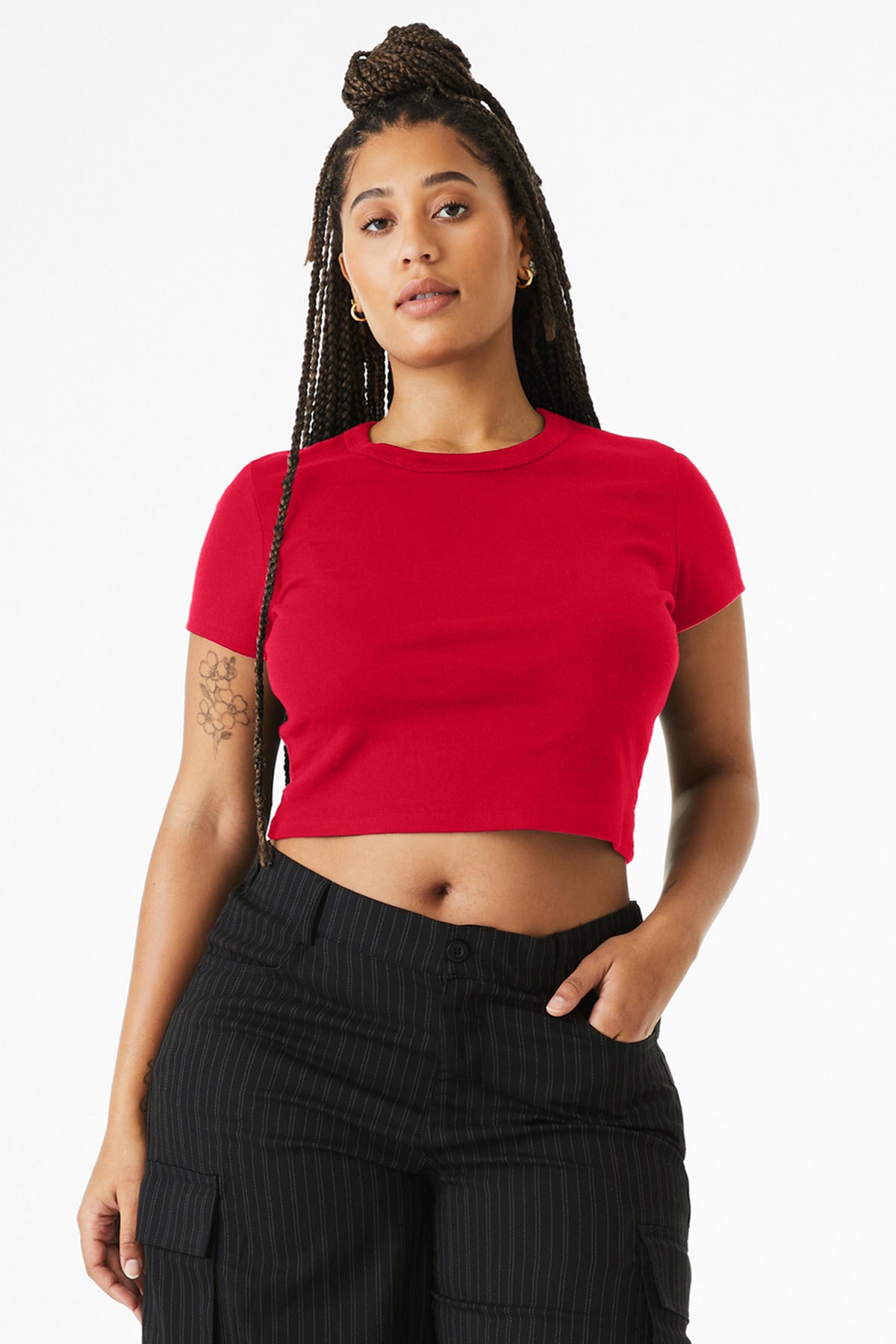 BELLA+CANVAS Women's Micro Rib Baby Tee BC1010 - Solid Red Blend