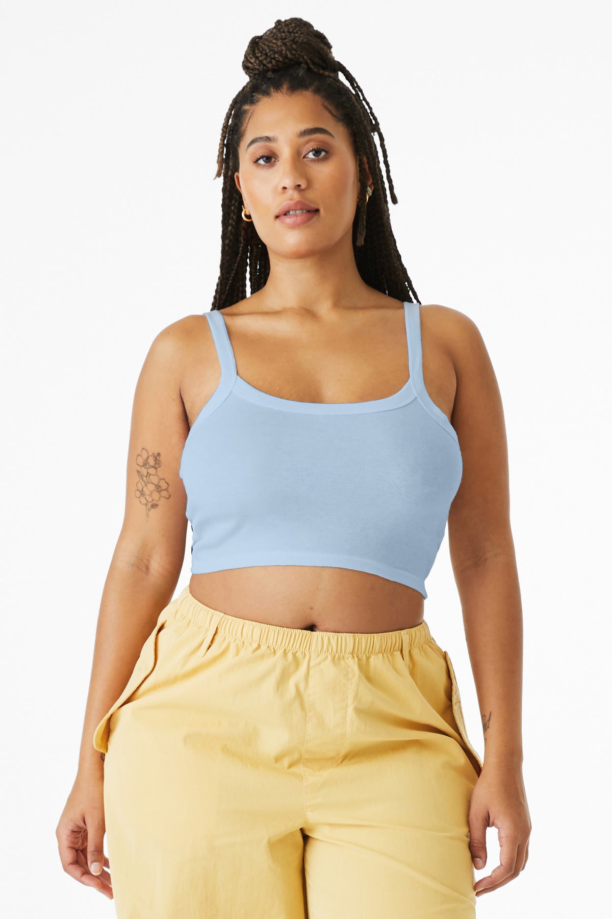 BELLA+CANVAS Women's Micro Rib Spaghetti Strap Tank BC1012 - Solid Baby Blue Blend