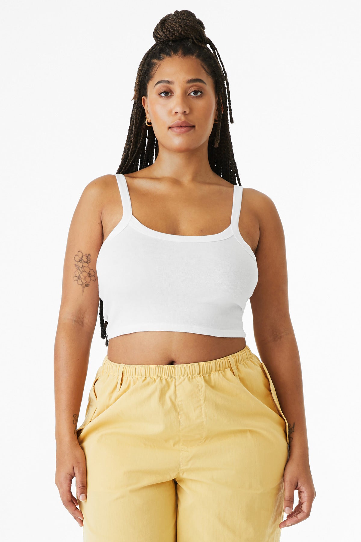 BELLA+CANVAS Women's Micro Rib Spaghetti Strap Tank BC1012 - Solid White Blend