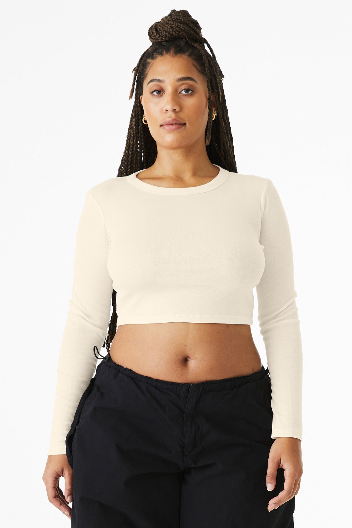 BELLA+CANVAS Women's Micro Rib Long Sleeve Baby Tee BC1501 - Solid Natural Blend