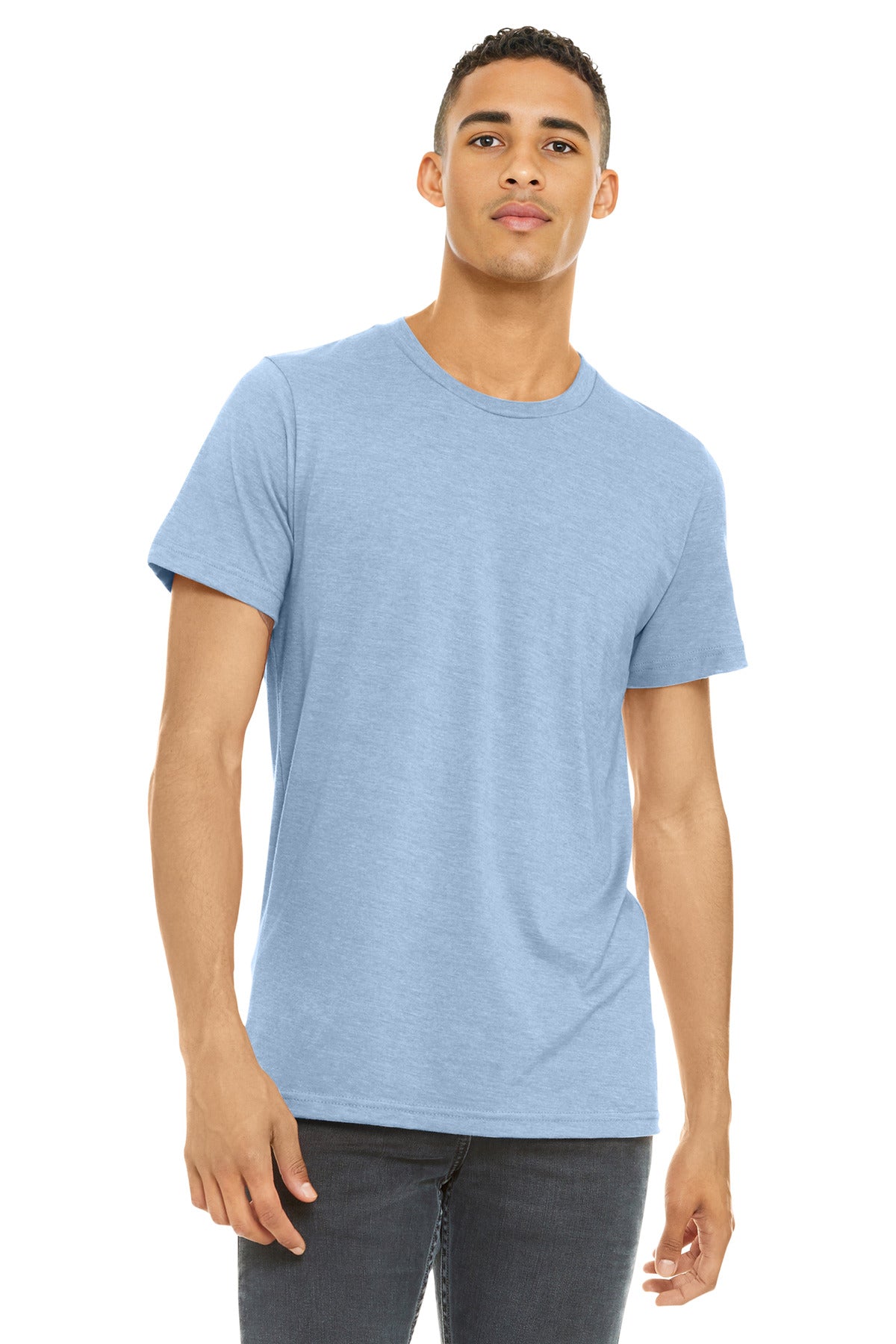 BELLA+CANVAS  Unisex Heather CVC Short Sleeve Tee. BC3001CVC - Heather Baby Blue