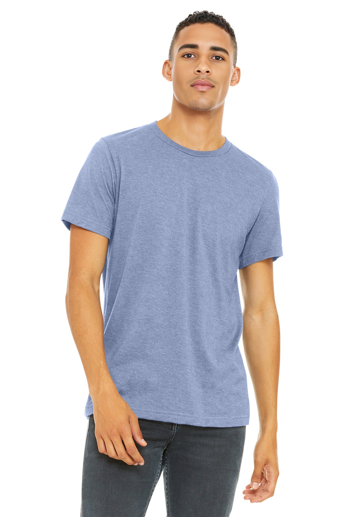 BELLA+CANVAS  Unisex Heather CVC Short Sleeve Tee. BC3001CVC - Heather Blue