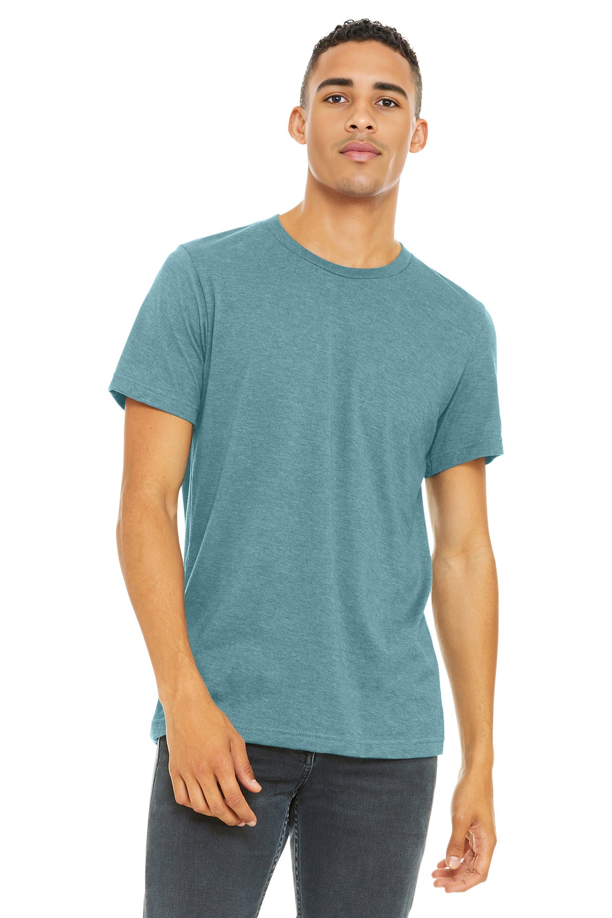 BELLA+CANVAS  Unisex Heather CVC Short Sleeve Tee. BC3001CVC - Heather Blue Lagoon
