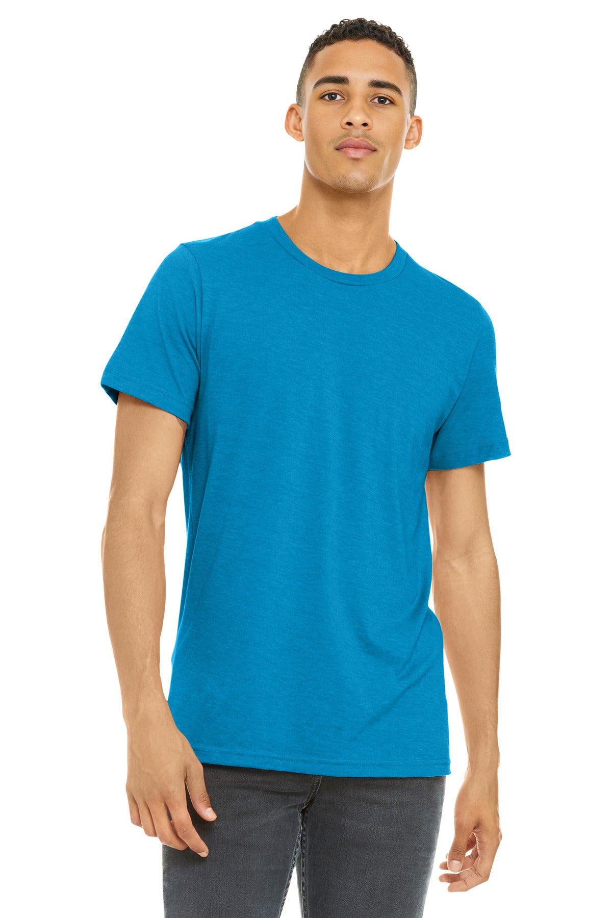 BELLA+CANVAS  Unisex Heather CVC Short Sleeve Tee. BC3001CVC - Neon Blue