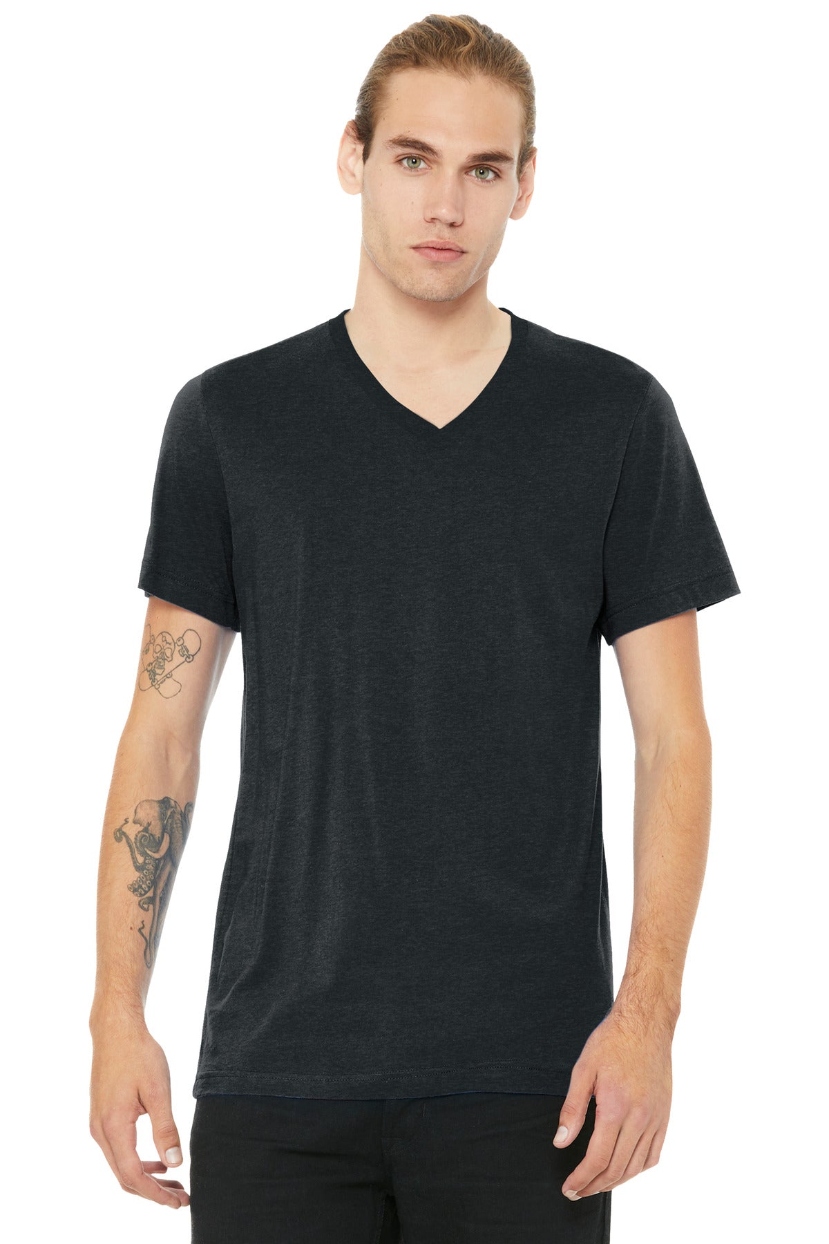 BELLA+CANVAS Unisex Heather CVC V-Neck Tee BC3005CVC - Dark Grey Heather