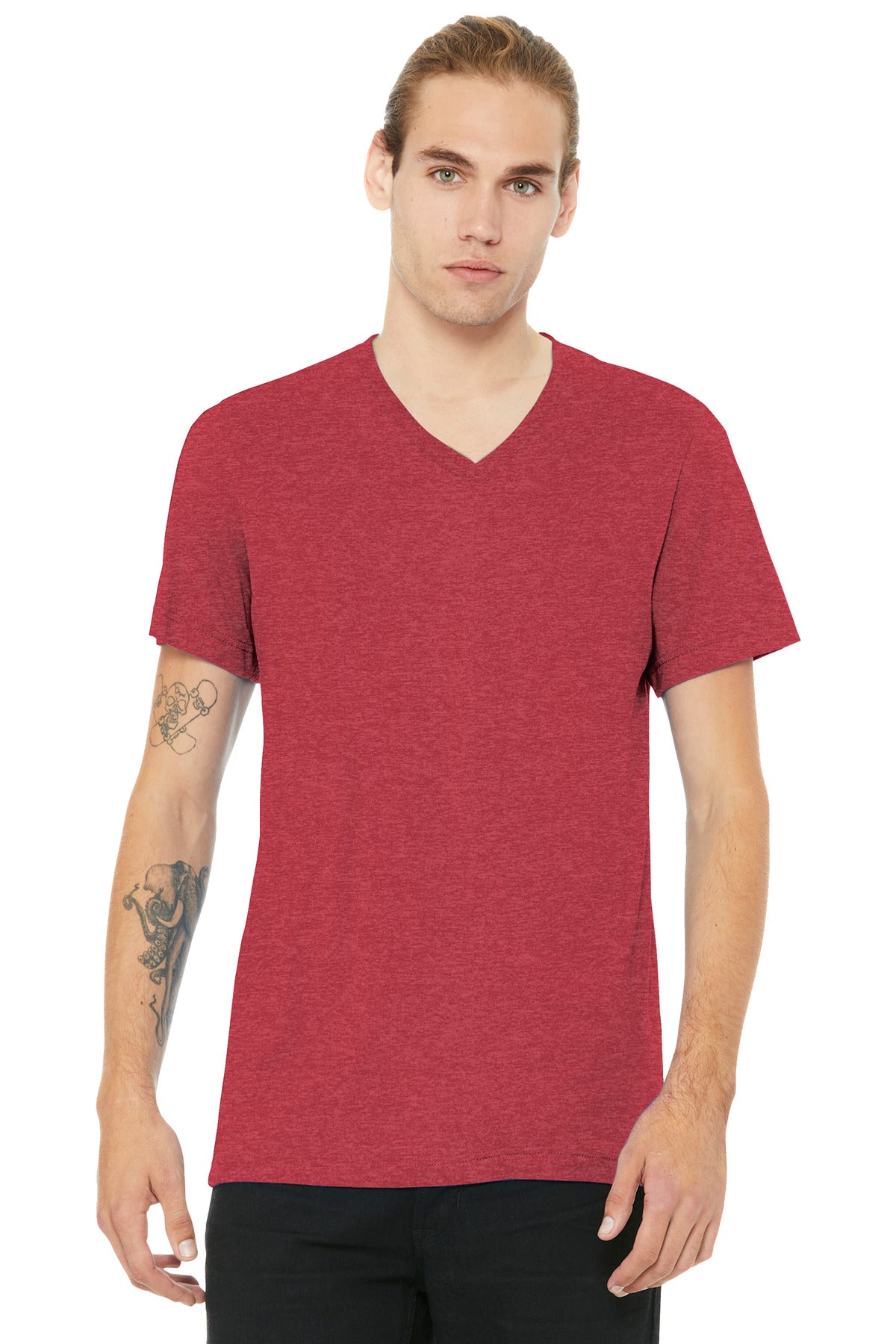 BELLA+CANVAS Unisex Heather CVC V-Neck Tee BC3005CVC - Heather Red