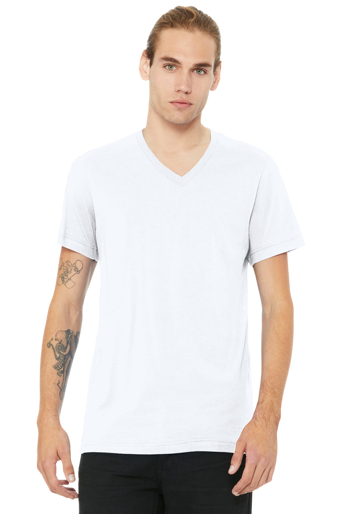 BELLA+CANVAS Unisex Heather CVC V-Neck Tee BC3005CVC - Solid White Blend