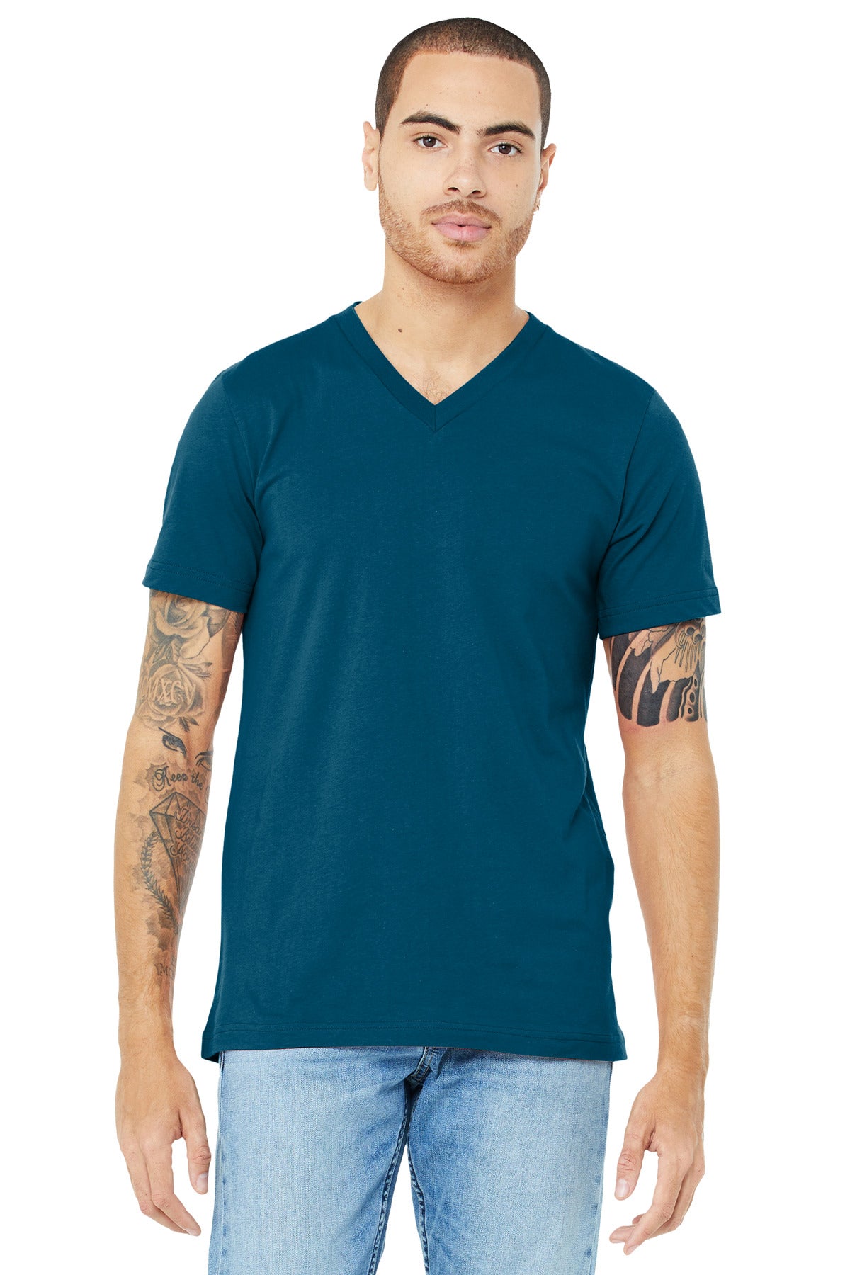 BELLA+CANVAS  Unisex Jersey Short Sleeve V-Neck Tee. BC3005 - Deep Teal
