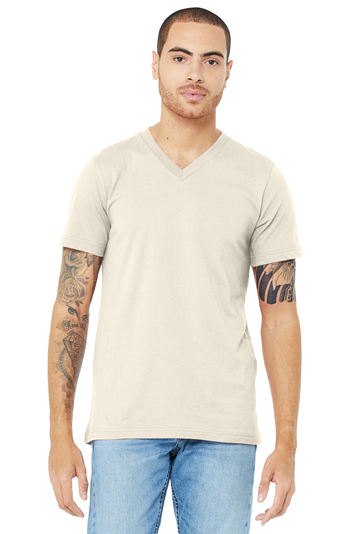 BELLA+CANVAS  Unisex Jersey Short Sleeve V-Neck Tee. BC3005 - Natural