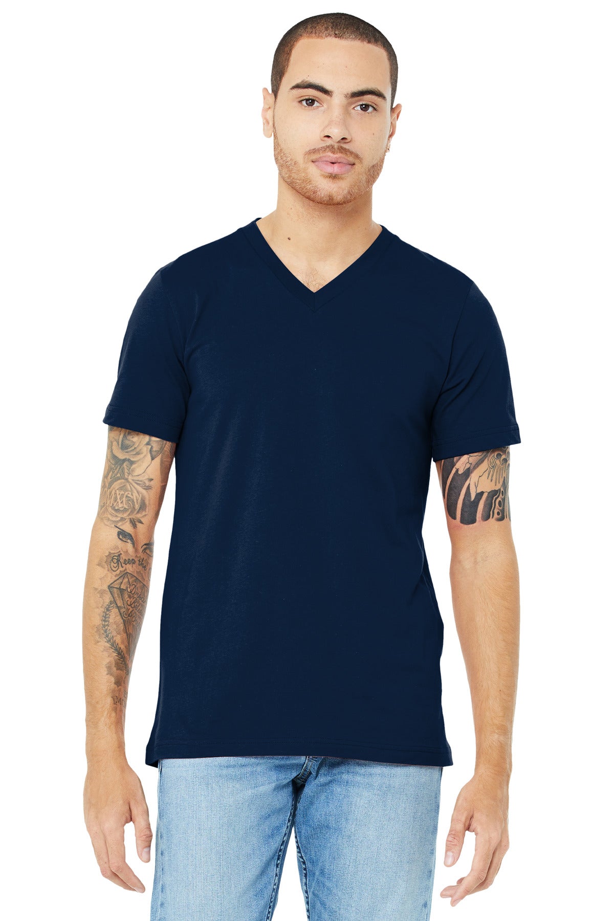 BELLA+CANVAS  Unisex Jersey Short Sleeve V-Neck Tee. BC3005 - Navy