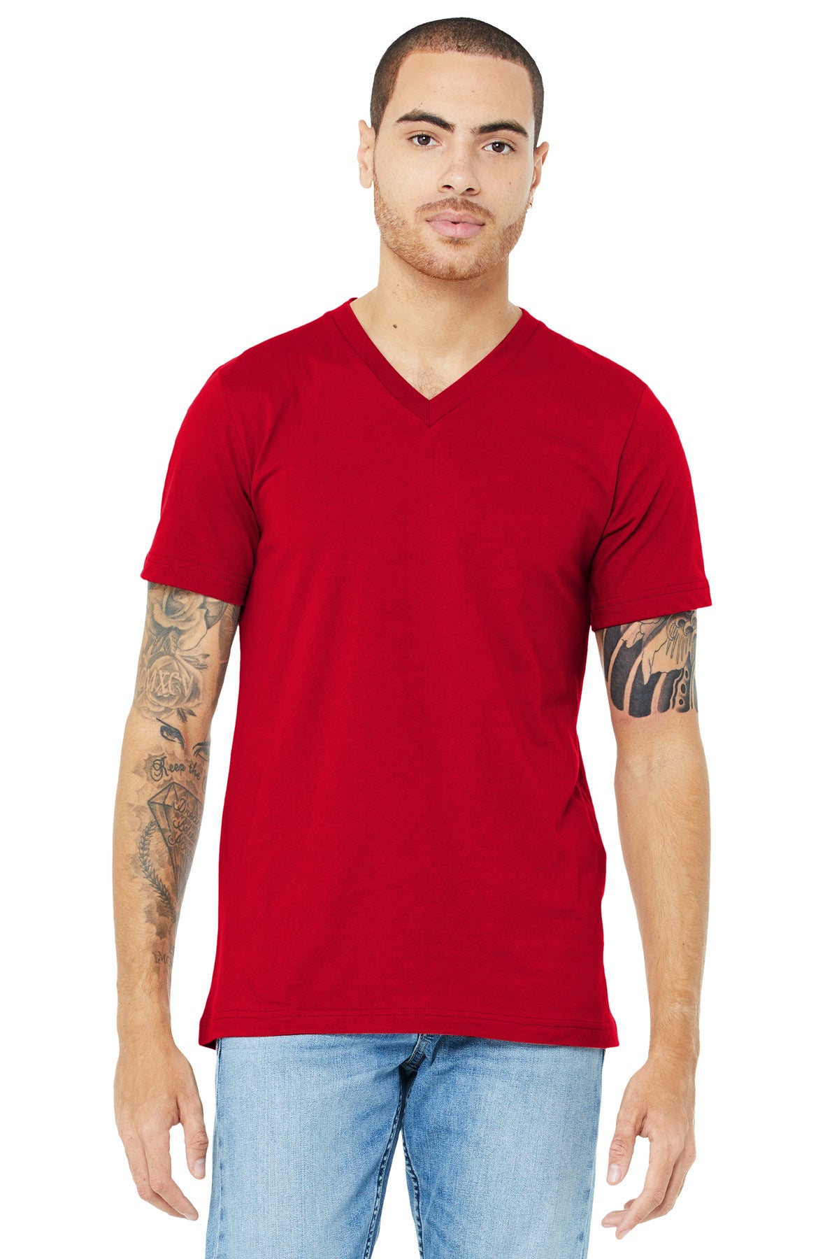 BELLA+CANVAS  Unisex Jersey Short Sleeve V-Neck Tee. BC3005 - Red