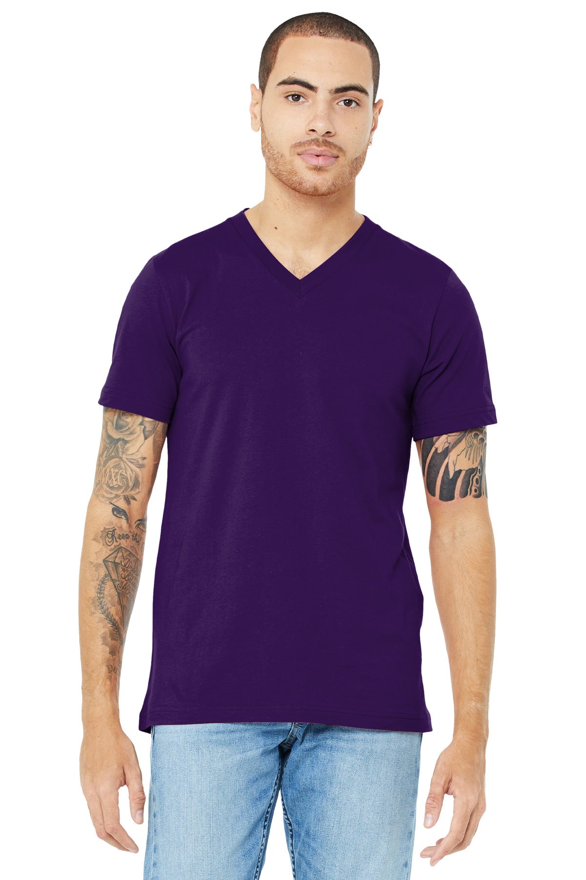 BELLA+CANVAS  Unisex Jersey Short Sleeve V-Neck Tee. BC3005 - Team Purple