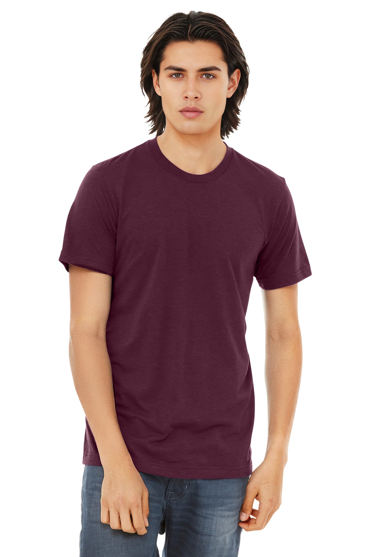 BELLA+CANVAS  Unisex Triblend Short Sleeve Tee. BC3413 - Solid Maroon Triblend