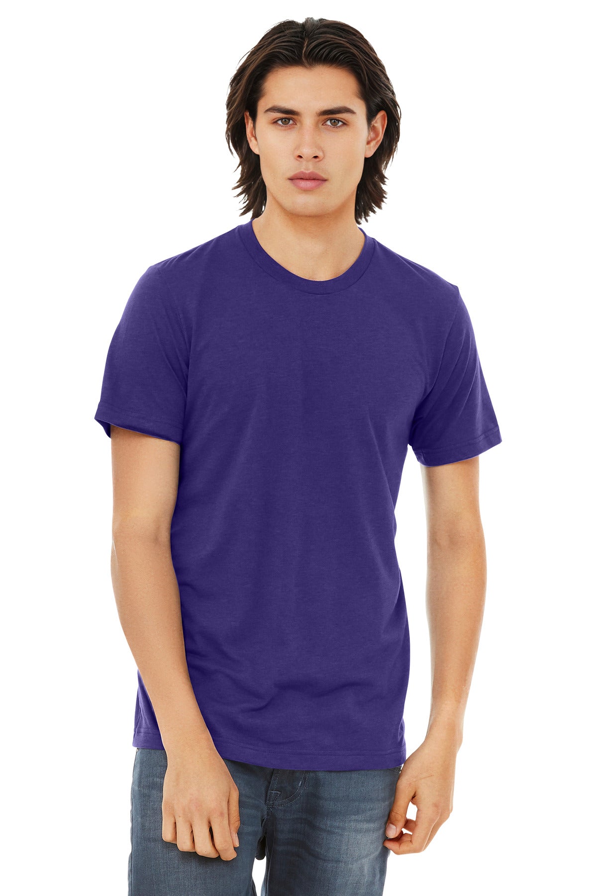 BELLA+CANVAS  Unisex Triblend Short Sleeve Tee. BC3413 - Solid Team Purple Triblend