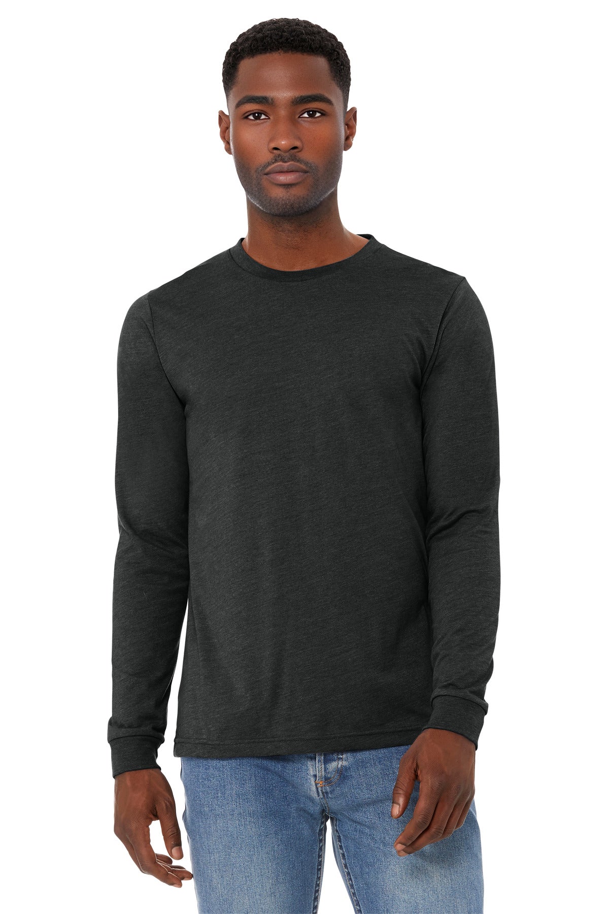 BELLA+CANVAS Unisex Heather CVC Long Sleeve Tee BC3501CVC - Black Heather