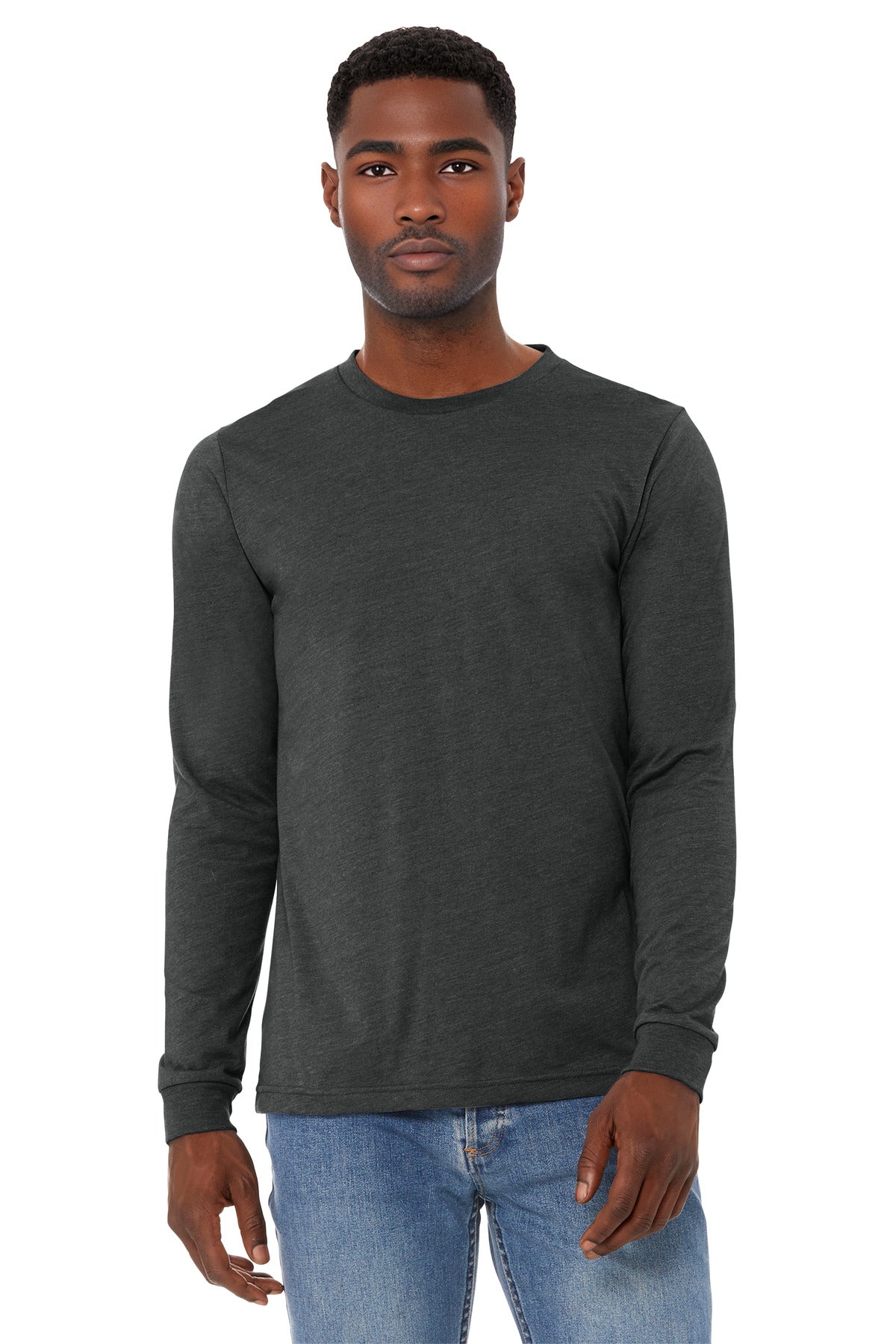 BELLA+CANVAS Unisex Heather CVC Long Sleeve Tee BC3501CVC - Dark Grey Heather